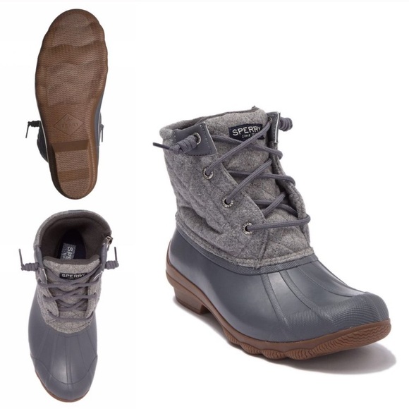 grey quilted duck boots